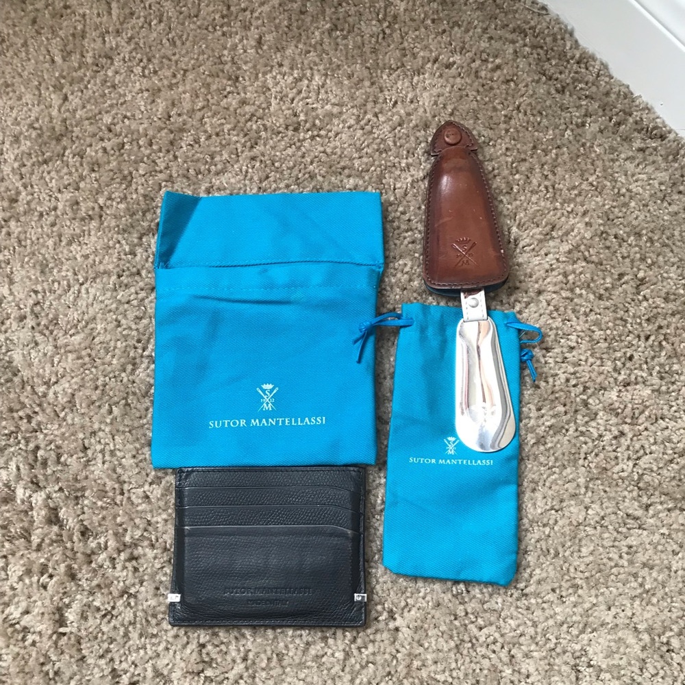 Sutor Mantellassi leather shoe horn & card holder